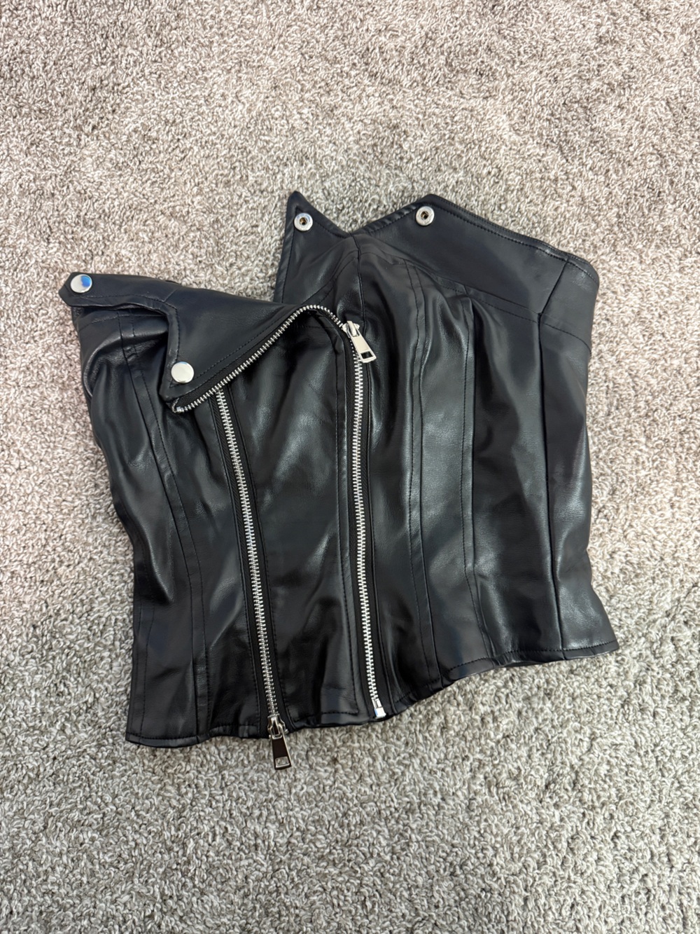 Forever 21 Black Leather Crop Top